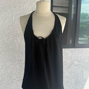 Haute Hippie drawstring Black Halter Top size Medium Made in the USA 100%silk